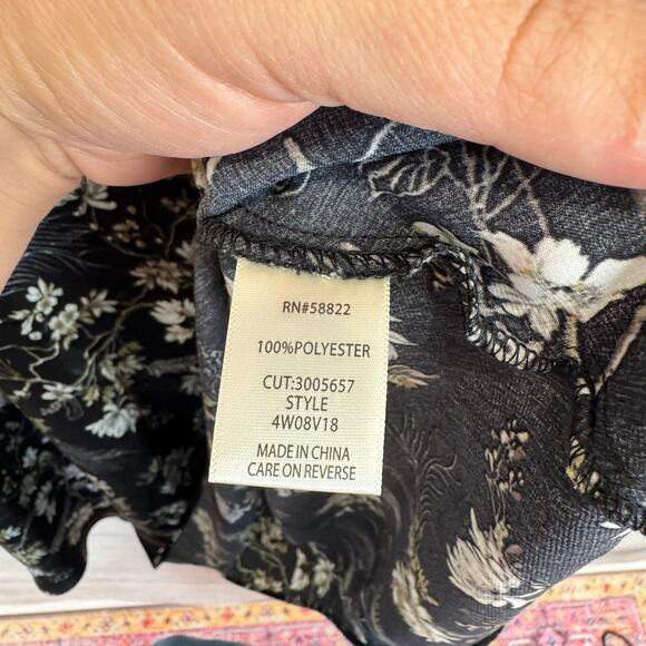 Max Studio Plus Size Bias Black Satin Floral Midi Skirt Size 3X - Picture 5 of 6